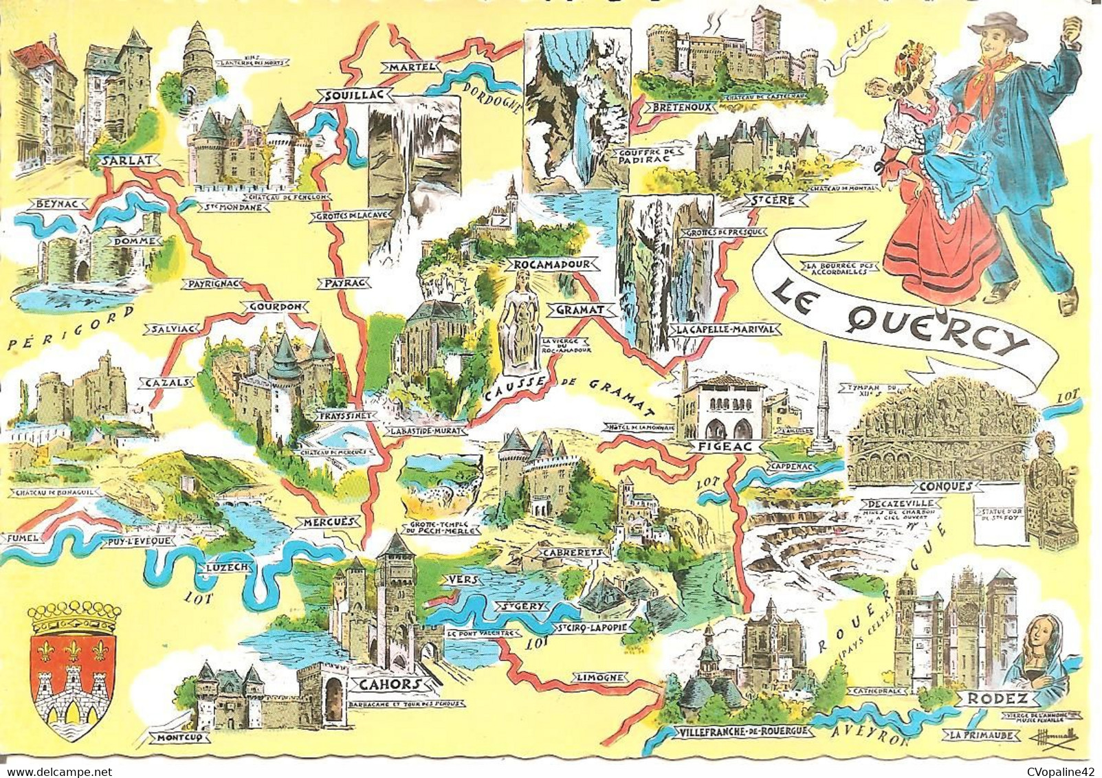 LE QUERCY - Carte Géographique - Folklore - Multivues - Monuments  CPSM  GF - Maps