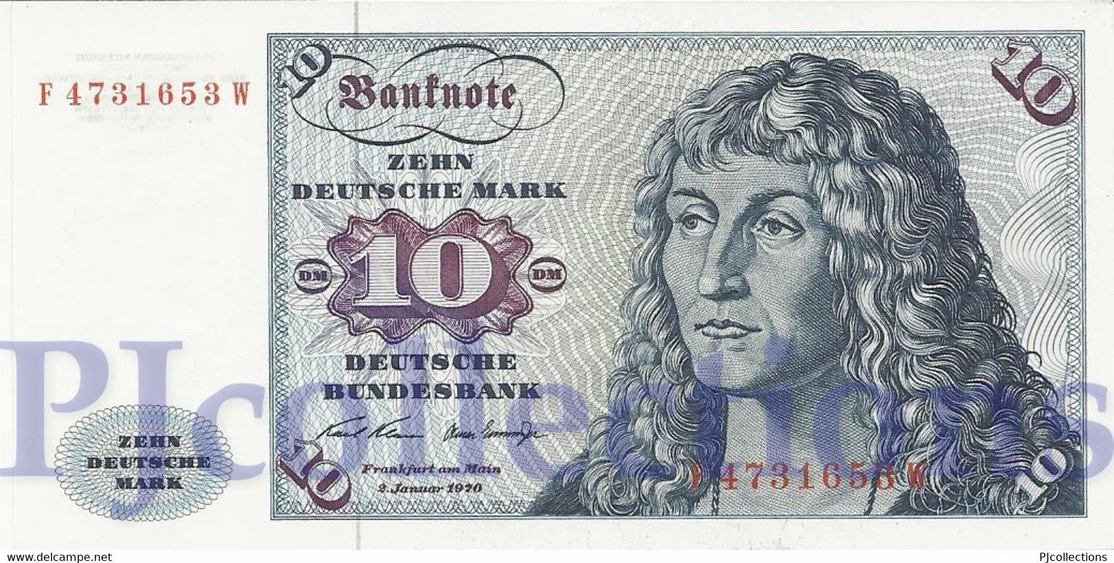 GERMANY FEDERAL REPUBLIC 10 DEUTSHE MARK 1970 PICK 31a UNC - 10 DM