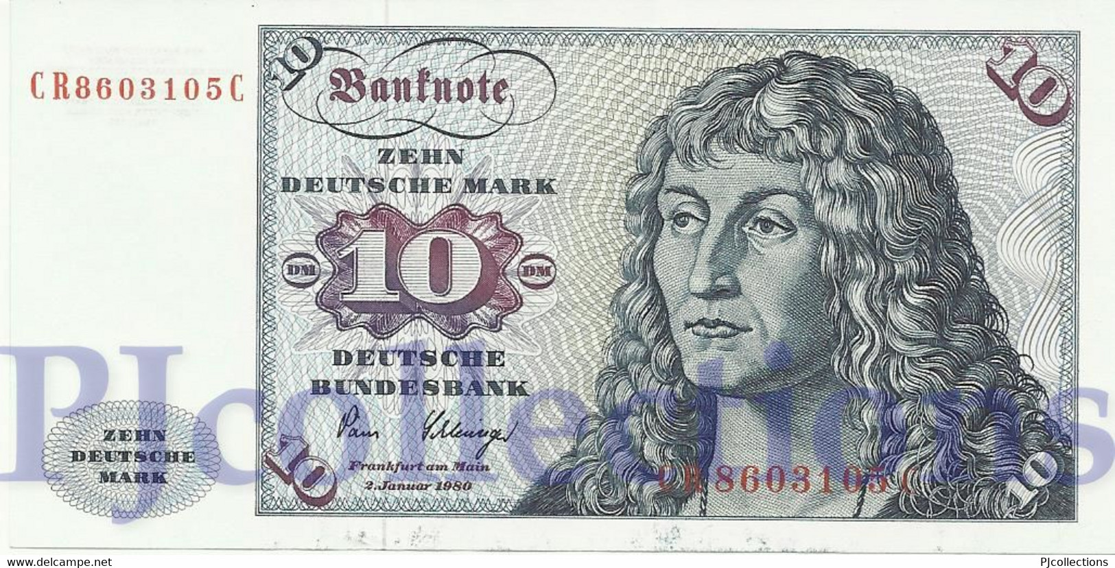 GERMANY FEDERAL REPUBLIC 10 DEUTSHE MARK 1980 PICK 31d UNC - 10 Deutsche Mark