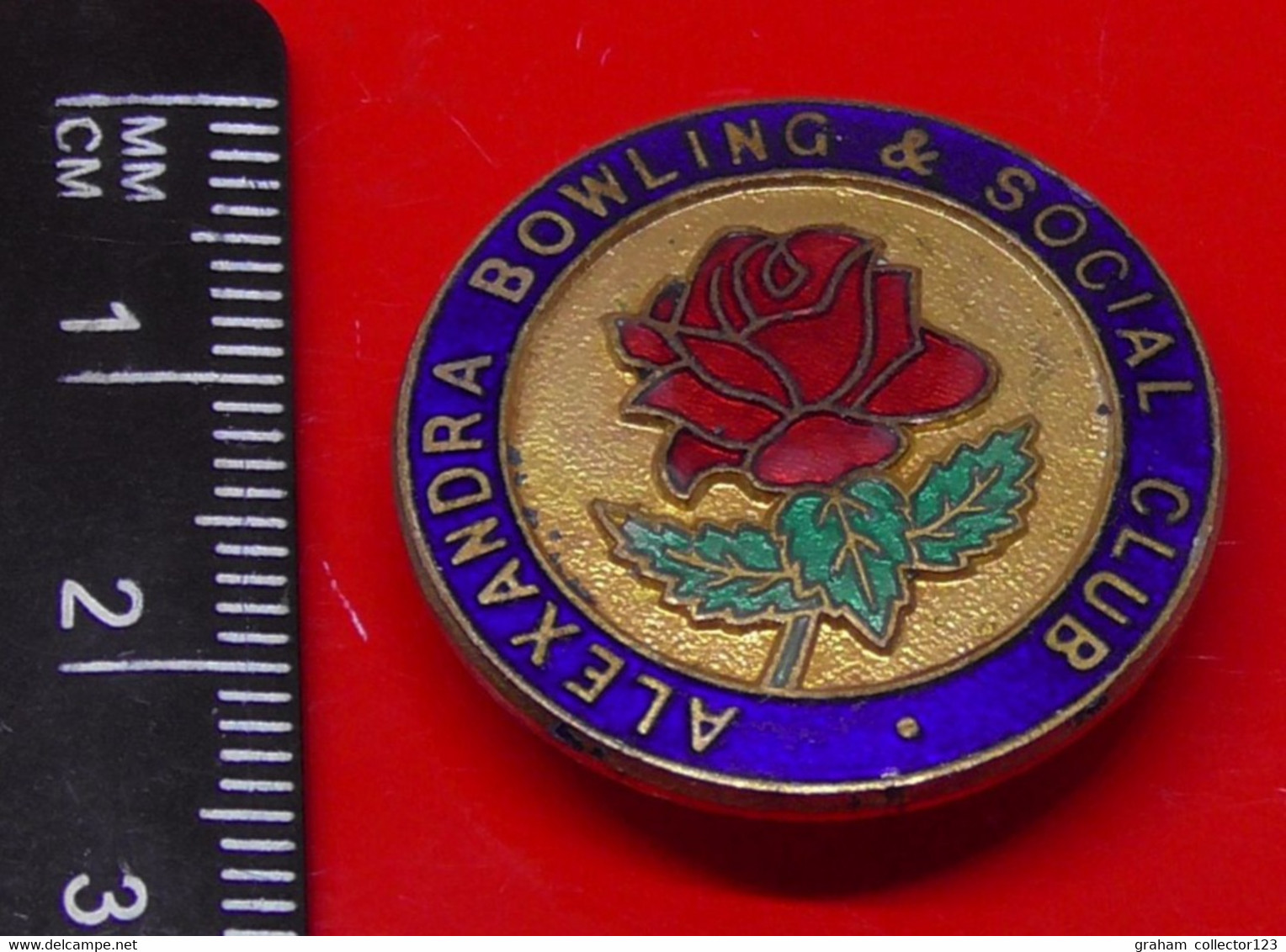 Vintage Enamel And Metal Badge Bowling Bowler Bowls Lawn Bowls Alexandra Bowling & Social Club Association Rose Flower - Bowling