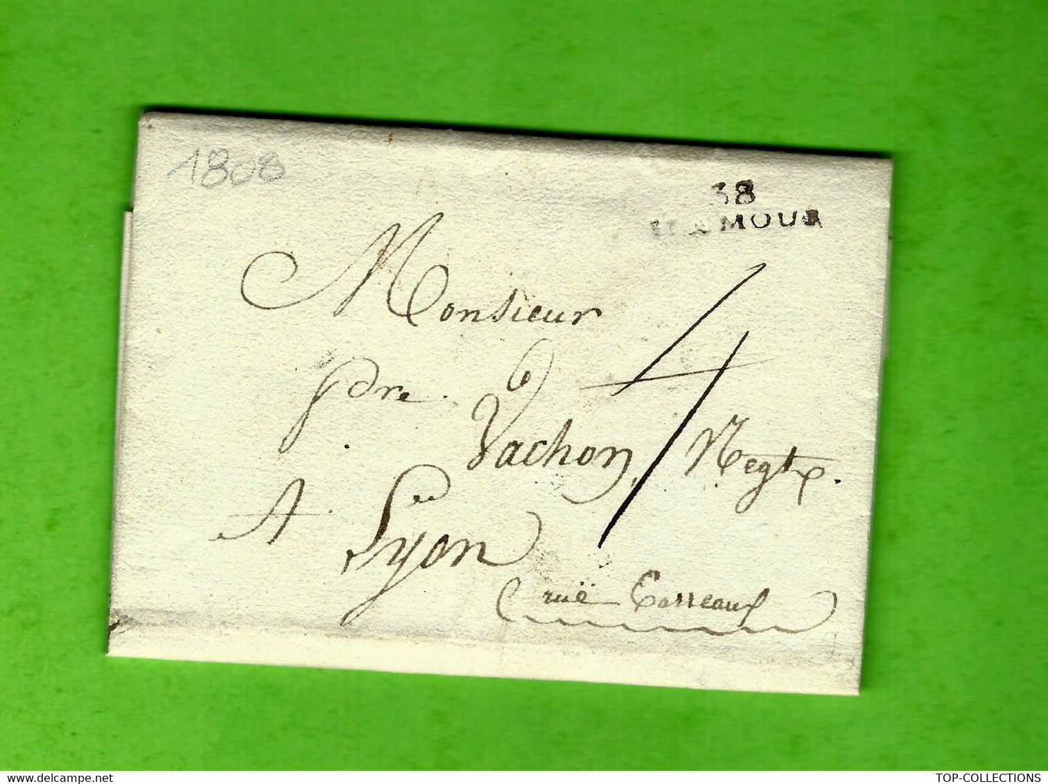 1808 Marque Postale « 38 ST AMOUR » (Jura) LETTRE De ST Amour  Pour Pierre Vachon Négociant En Draperie à Lyon TEXTE - 1801-1848: Precursors XIX