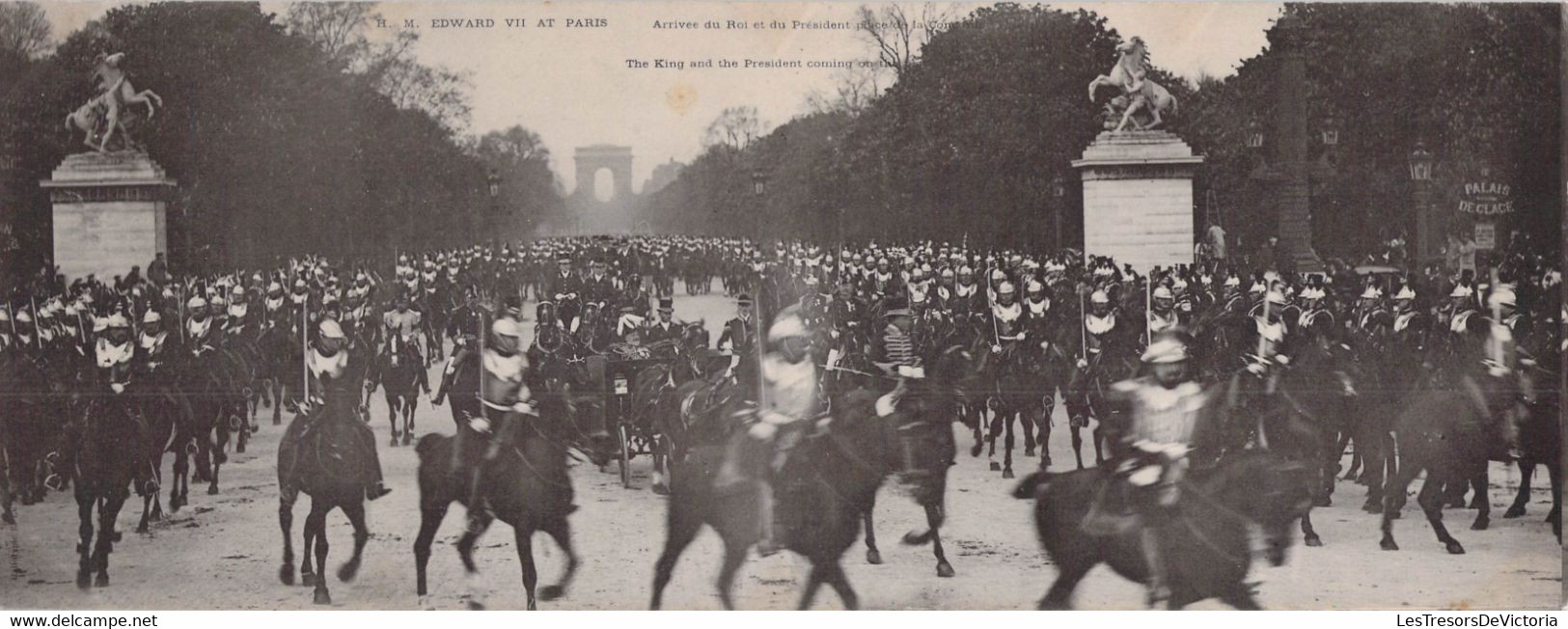 CPA - Panoramique - Carte Lettre - 28x11cm - PARIS - EDOUARD VII à Paris - Roi Et  Président Place De La Concorde - Historical Famous People