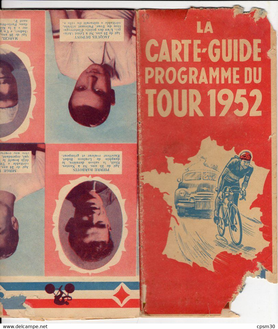 Carte Guide Programme Du Tour De France Cycliste 1952 - Roadmaps