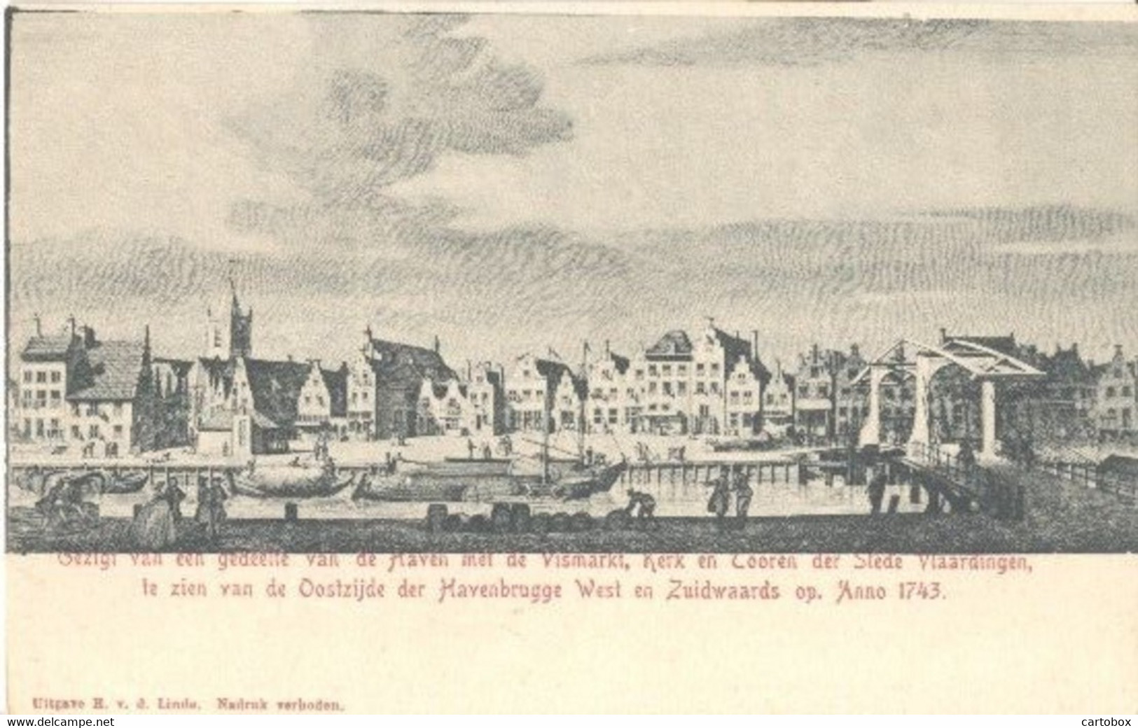 Vlaardingen, Gezicht Op Een Gedeelte Van De Haven Met De Vismarkt (naar Ets Uit 1743) - Vlaardingen