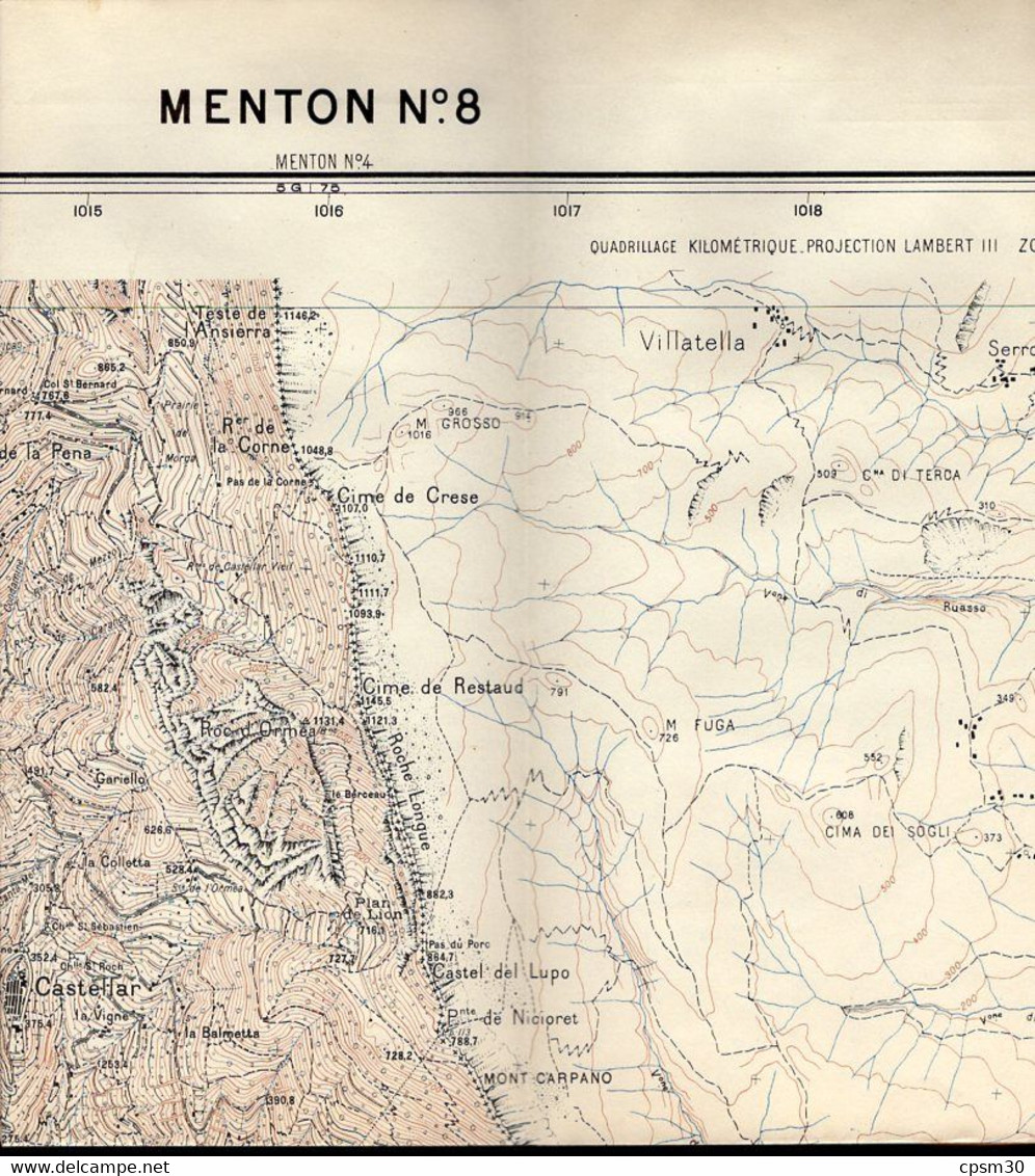 Carte  Géographique MENTON N° 7 Et 8 - Roadmaps