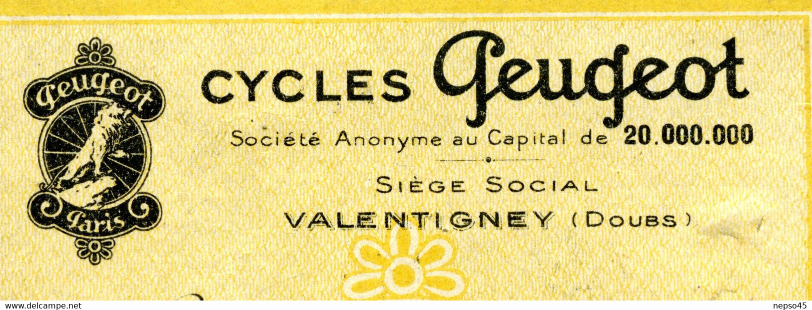 1932.Cycles Peugeot.Siège Social Valentigney.Usines De Beaulieu Mandeure.Doubs.Fabrication De Cadres.Garantie. - Publicités