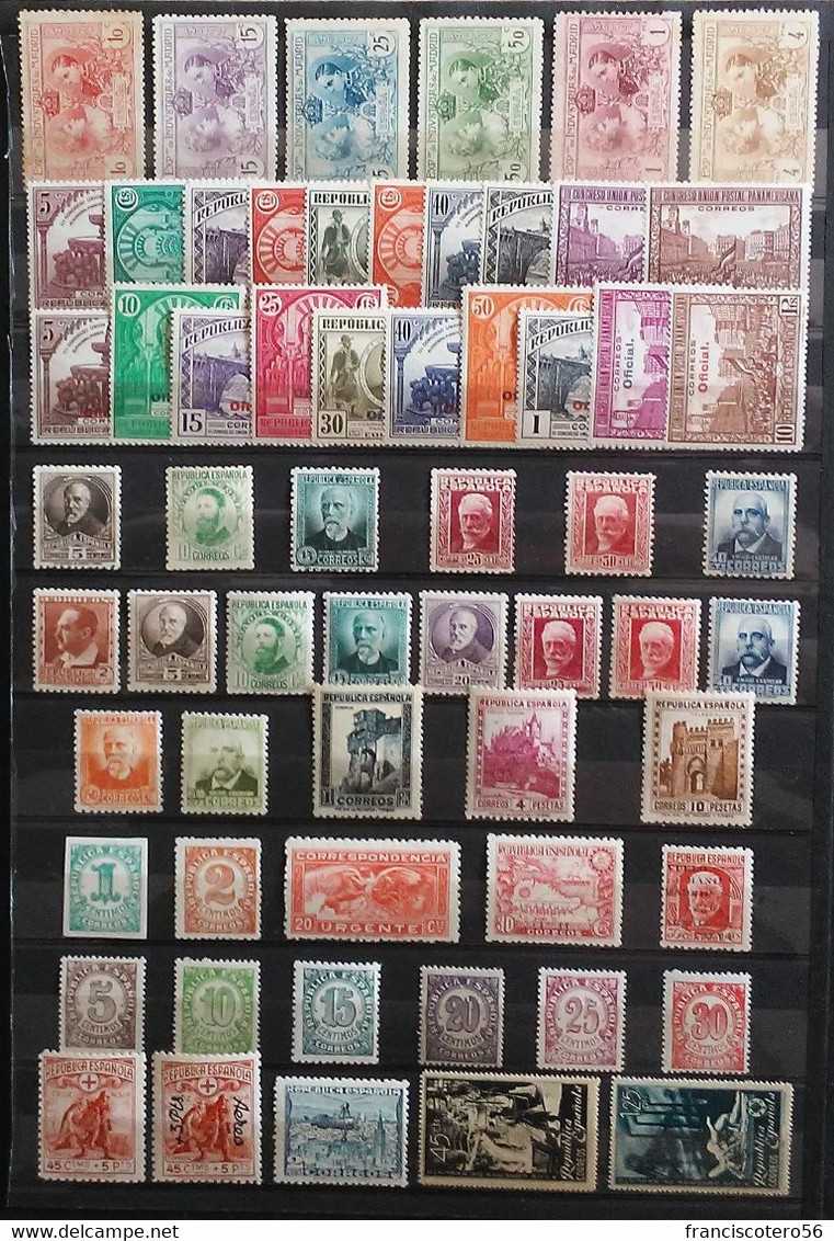 España: 1850 -1938 (Monarquía y Rep.). Sellos, + 99% de Lujo. **Nuevos - *Charnela y ºUsados. Valorados + 14.470.- €