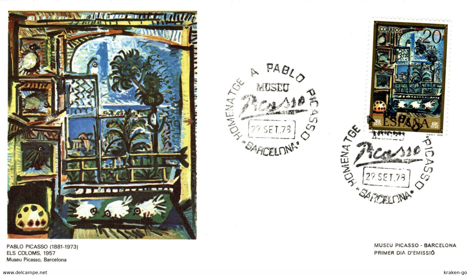 Pablo PICASSO - Cover Busta FDC - "Els Coloms" - P010 - Picasso