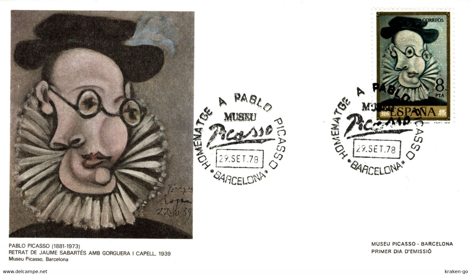 Pablo PICASSO - Cover Busta FDC - "Retrat De Jaume Sabartés Amb Gorguera" - P011 - Picasso