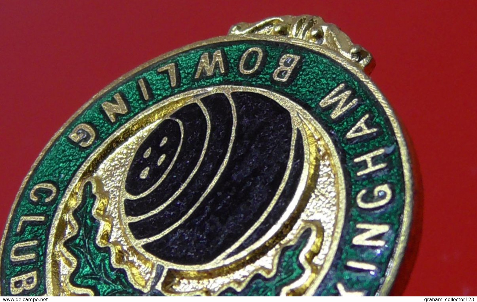 Vintage Enamel and Metal Badge Bowling Bowler Bowls Lawn Bowls Wokingham Bowling Club HW Miller