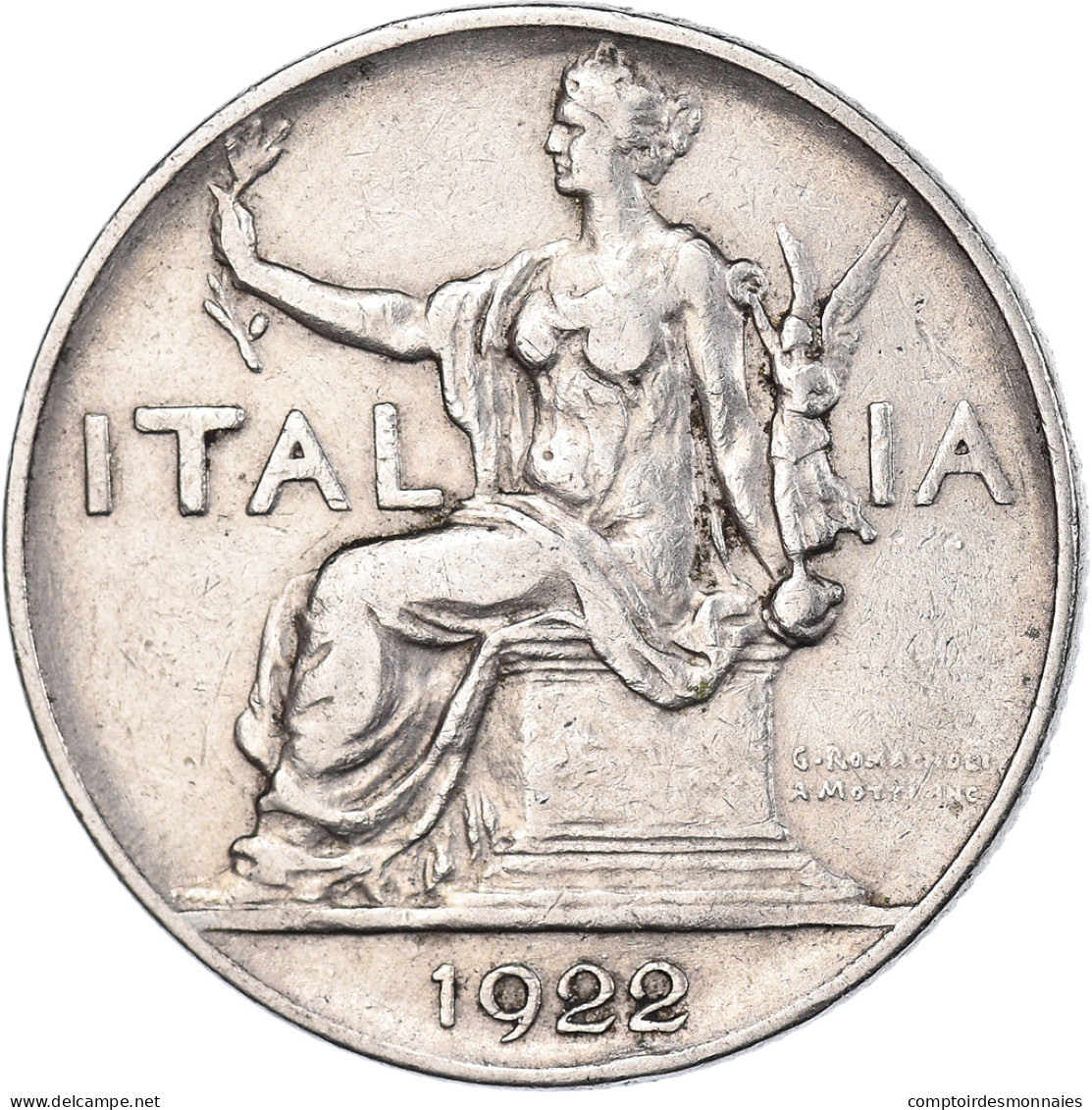 Monnaie, Italie, Vittorio Emanuele III, Lira, 1922, Rome, TB, Nickel, KM:62 - 1 Lira