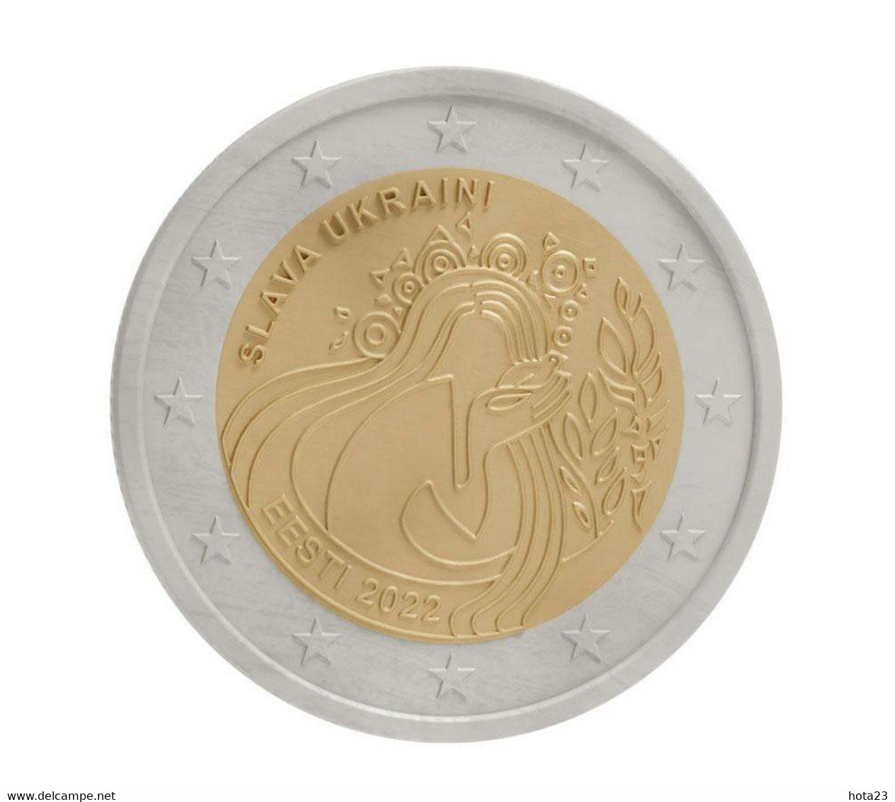 2022 ESTONIA , ESTLAND - 2 EURO Münze Coin Kart  - Ukraine Solidarity BU Slava Ukraina - Estland