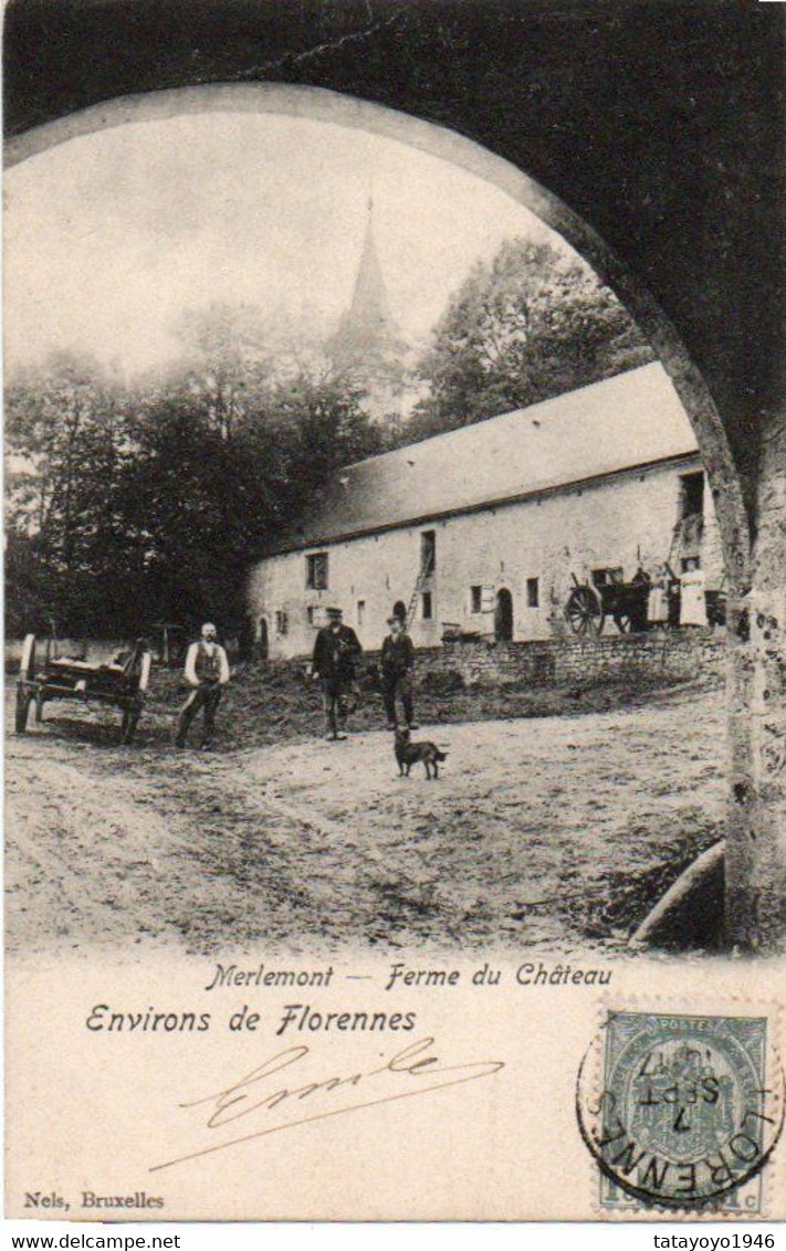 Environs De Florennes  Merlemont  Ferme Du Chateau Animée Voyagé En 1908 - Philippeville