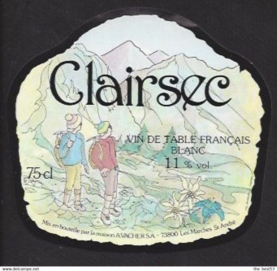 Etiquette De Vin De Table  -  Clairsec  -  A. Vacher à Les Marches Saint André (73)  -  Théme Alpinisme - Other & Unclassified