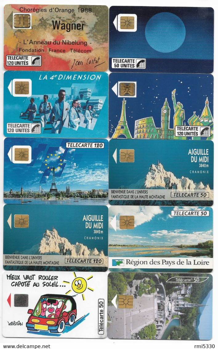 France Lot 10 Télécartes Publiques Illustrées - Collezioni