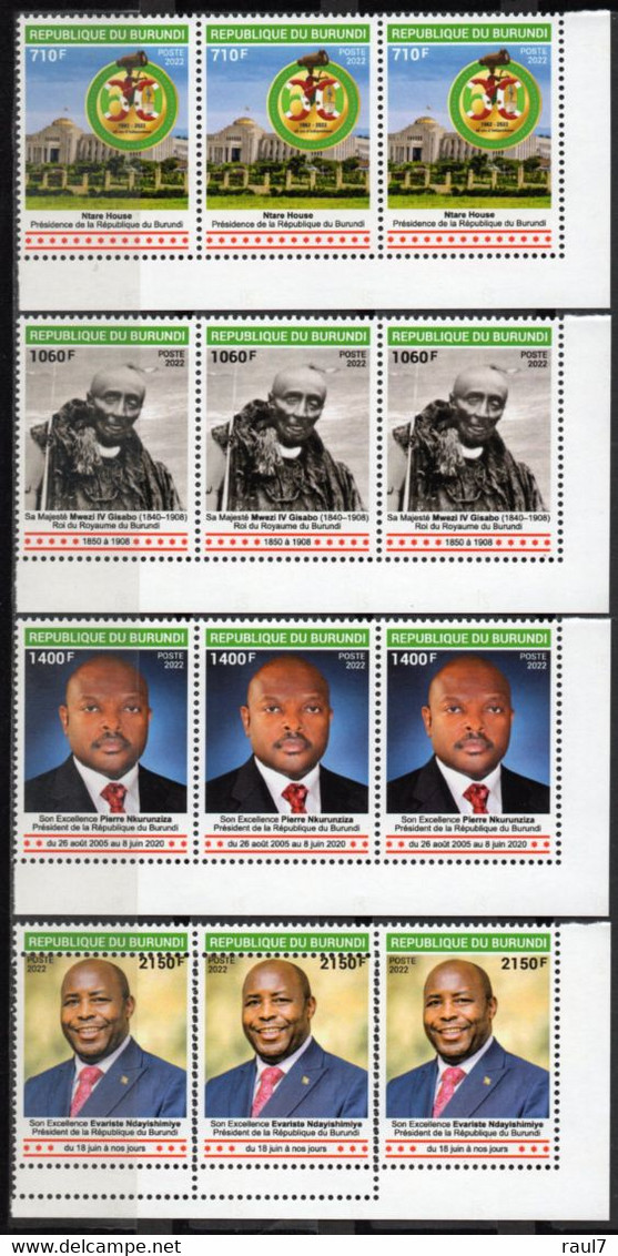 BURUNDI 2022 - 60e Ann De L'Independence, Présidents Et Roi Du Burundi - Curiosité Double Dentelure - Nuovi