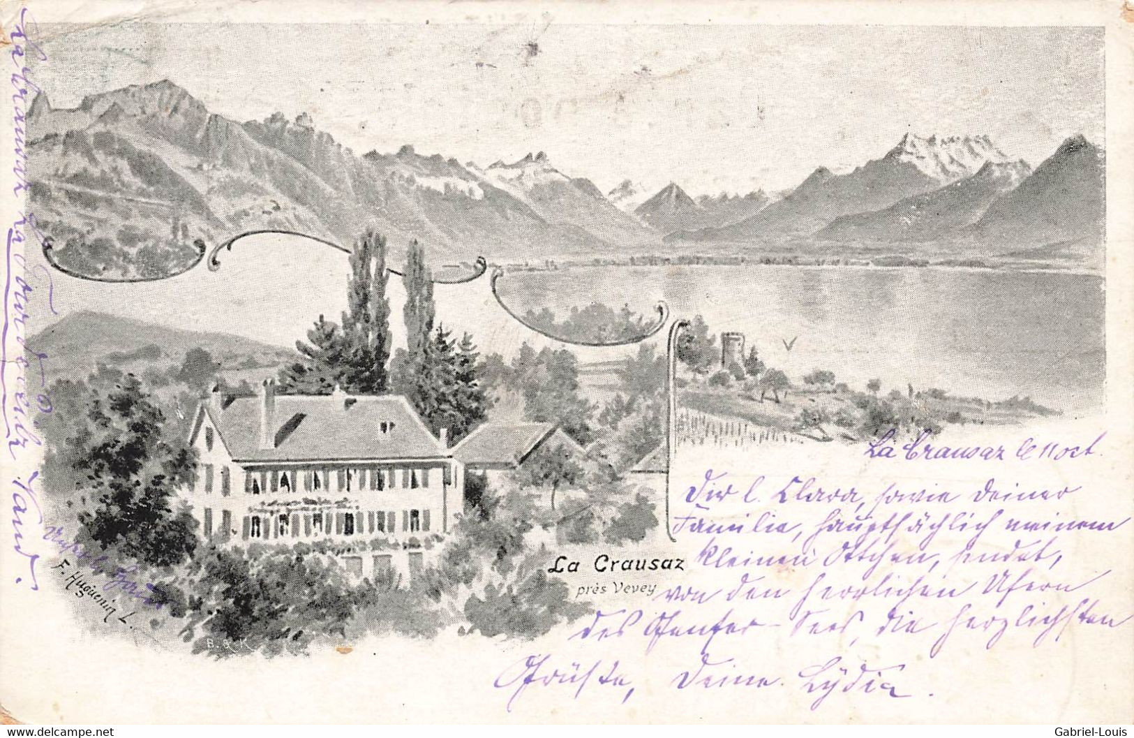 La Crausaz Près Vevey Litho 1899 Linéaire Tour De Peilz - La Tour-de-Peilz