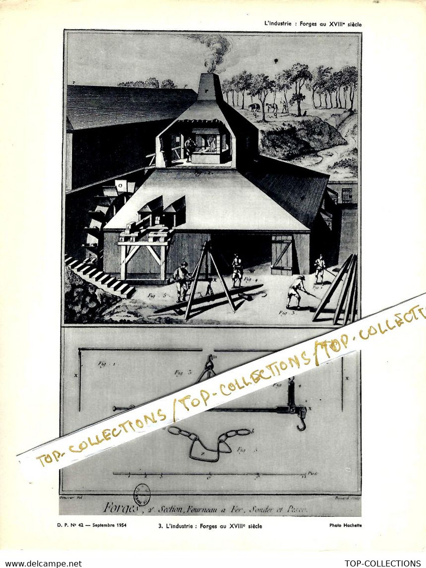 INDUSTRIE DES FORGES AU XVIII° SIECLE OUTIL PEDAGOGIQUE HACHETTE 1954  B.E.V.SCANS - Colecciones