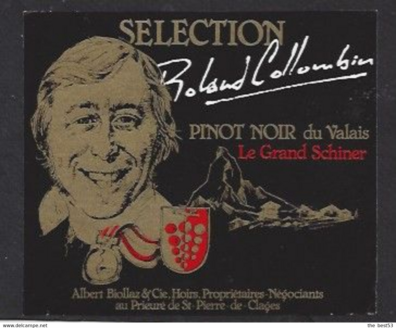 Etiquette De Vin  Pinot Noir  -  Roland Collombin Skieur Alpin  (Suisse)  -  Thème Ski - Sci