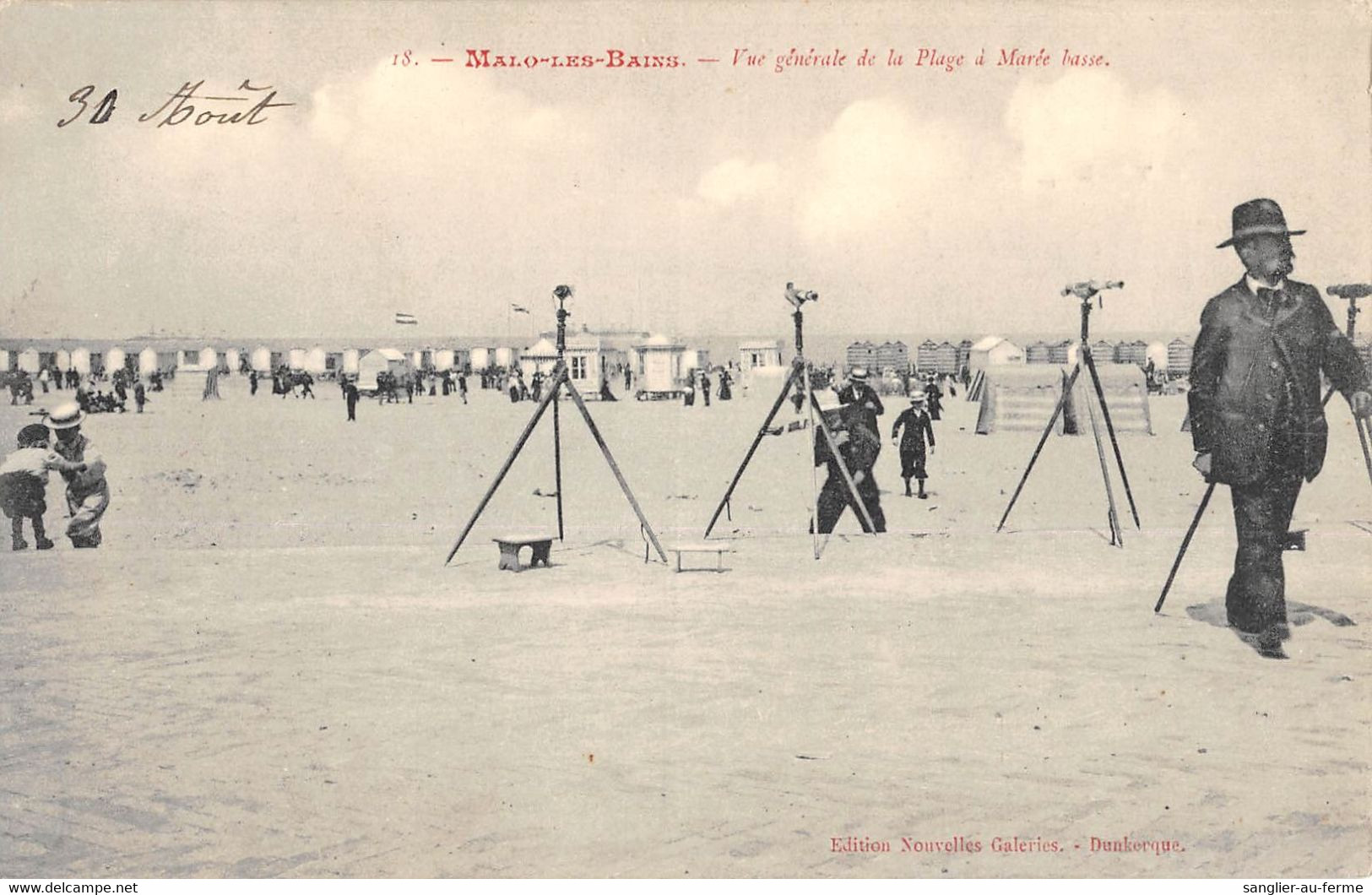 CPA 59 MALO LES BAINS VUE GENERALE DE LA PLAGE A MAREE BASSE / PHOTOGRAPHIE Cliché Rare - Malo Les Bains