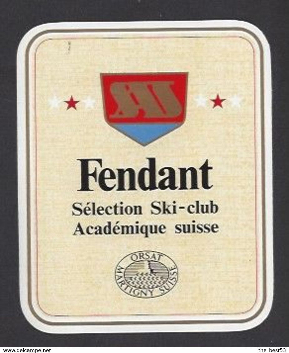 Etiquette De Vin  Fendant  -  Sélection Ski Club Académique De Genève (Suisse)  -  Thème Ski - Esquí