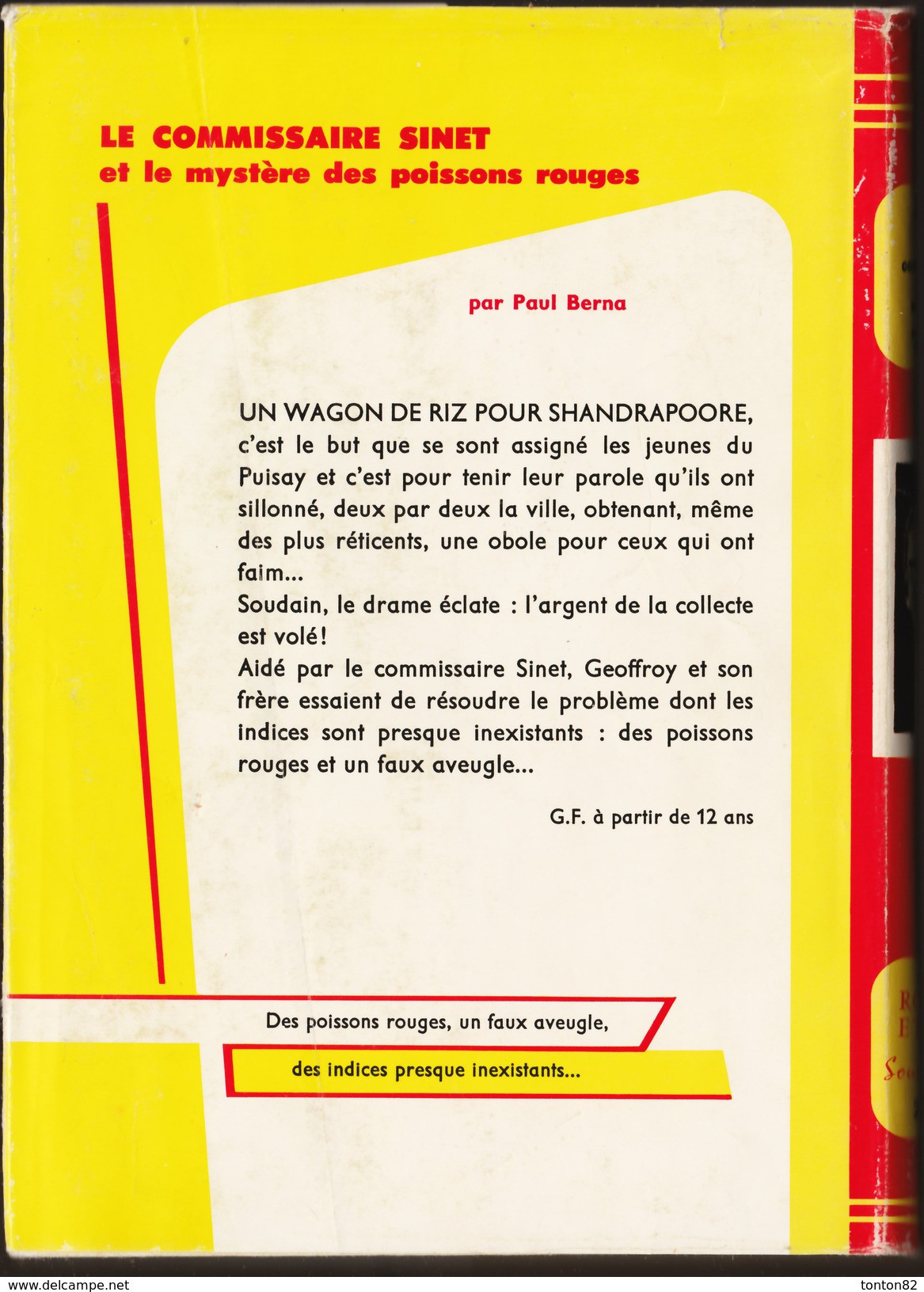 Paul Berna - Le Commissaire Sinet Et Le Mystère Des Poissons Rouges - Rouge Et Or Souveraine - ( 1968 ) . - Bibliothèque Rouge Et Or