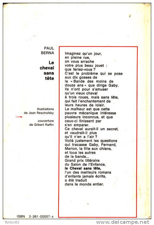 Paul Berna - Le Cheval Sans Tête - Bibliothèque Rouge Et Or  - ( 1981 ) . - Bibliotheque Rouge Et Or