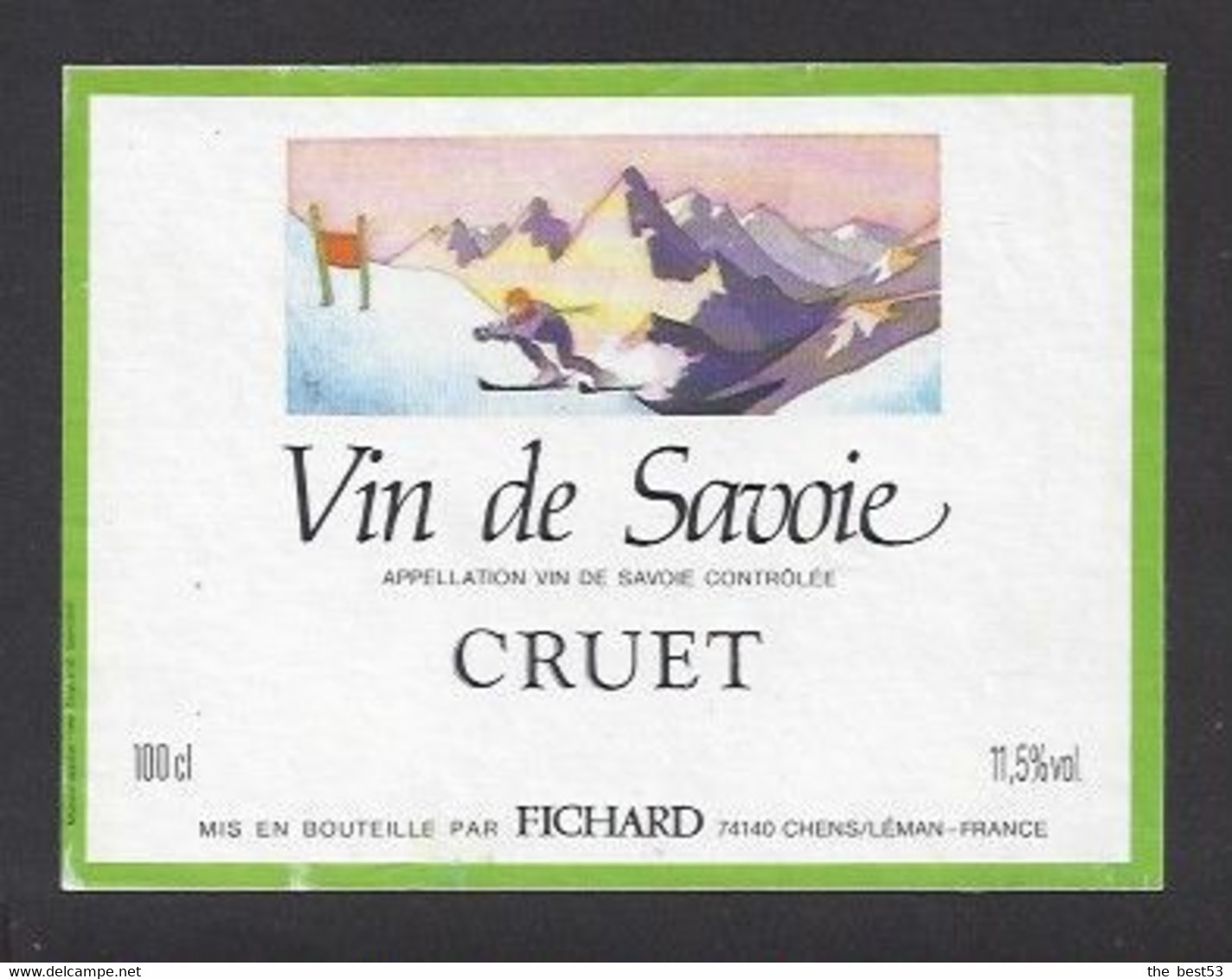 Etiquette De Vin De Savoie  Cruet  -  Fichard à Chens Leman (74)  -  Thème  Ski - Esquí