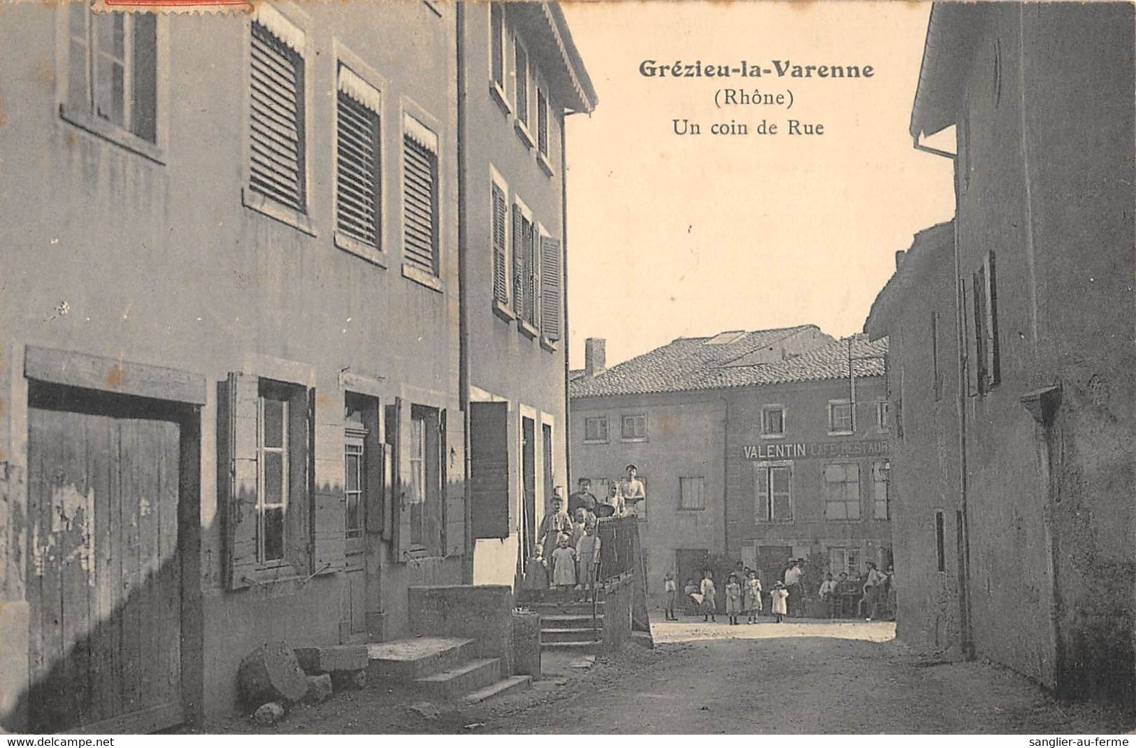 CPA 69 GREZIEU LA VARENNE UN COIN DE RUE / CAFE VALENTIN - Sonstige & Ohne Zuordnung