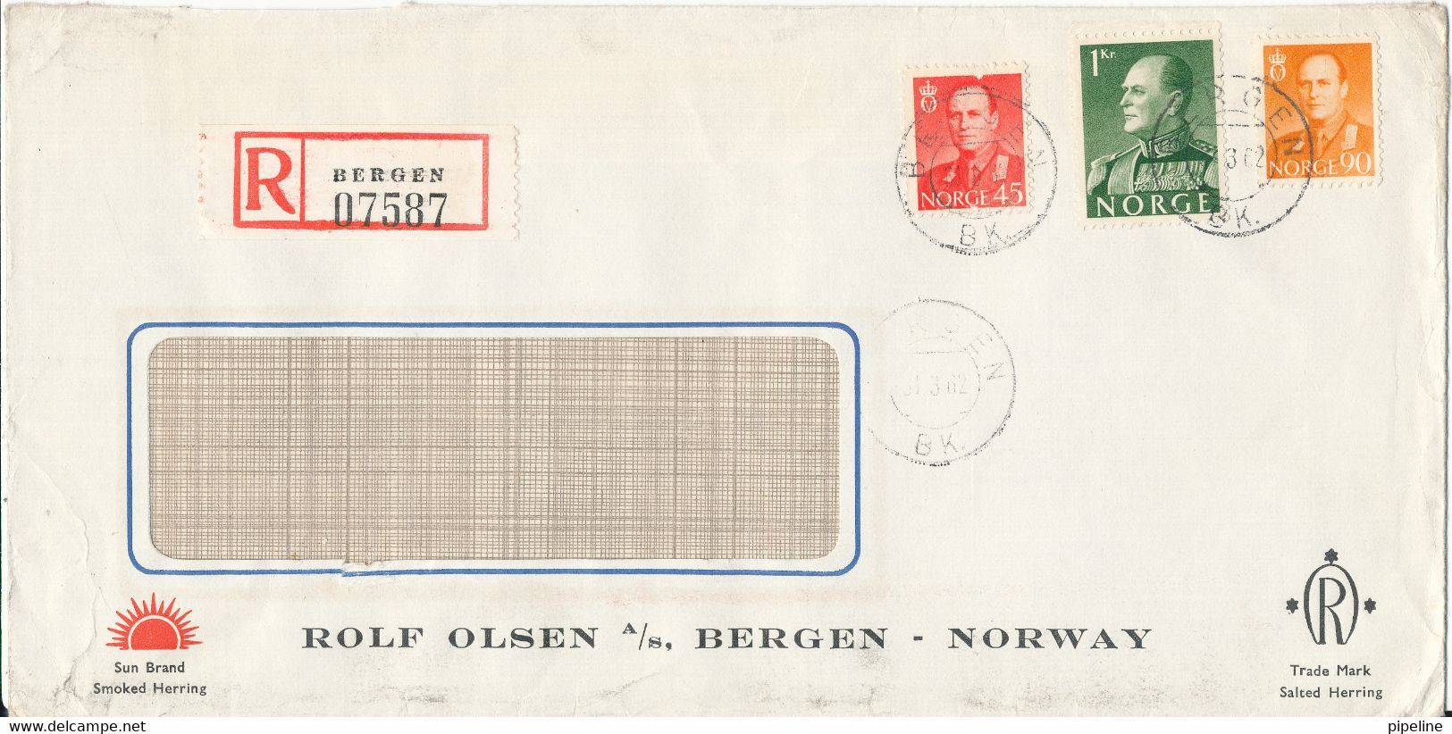 Norway Registered Cover Sent To Denmark Bergen 31-3-1962 - Storia Postale
