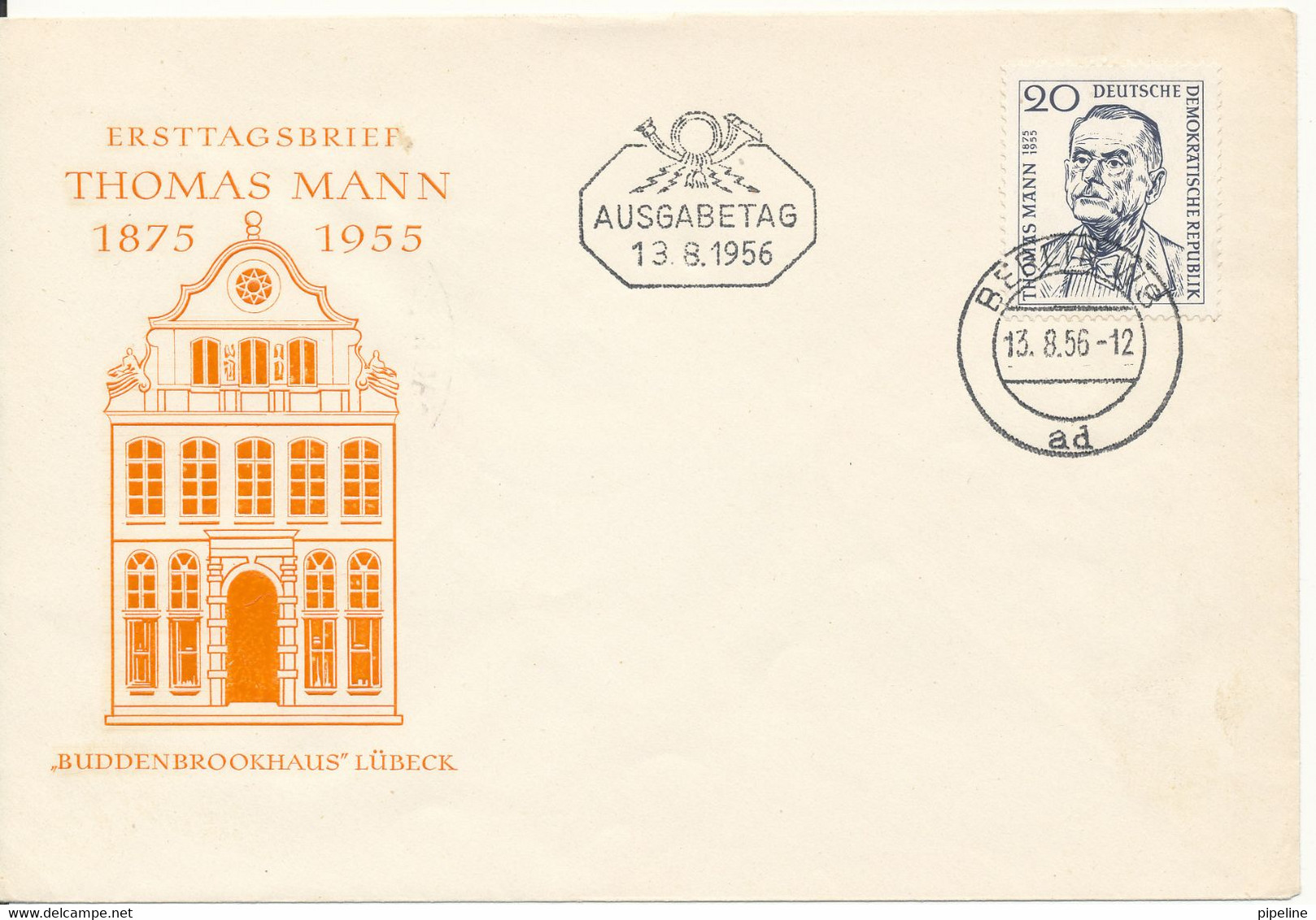 Germany DDR FDC 13-8-1956 Thomas Mann With Cachet - Otros & Sin Clasificación