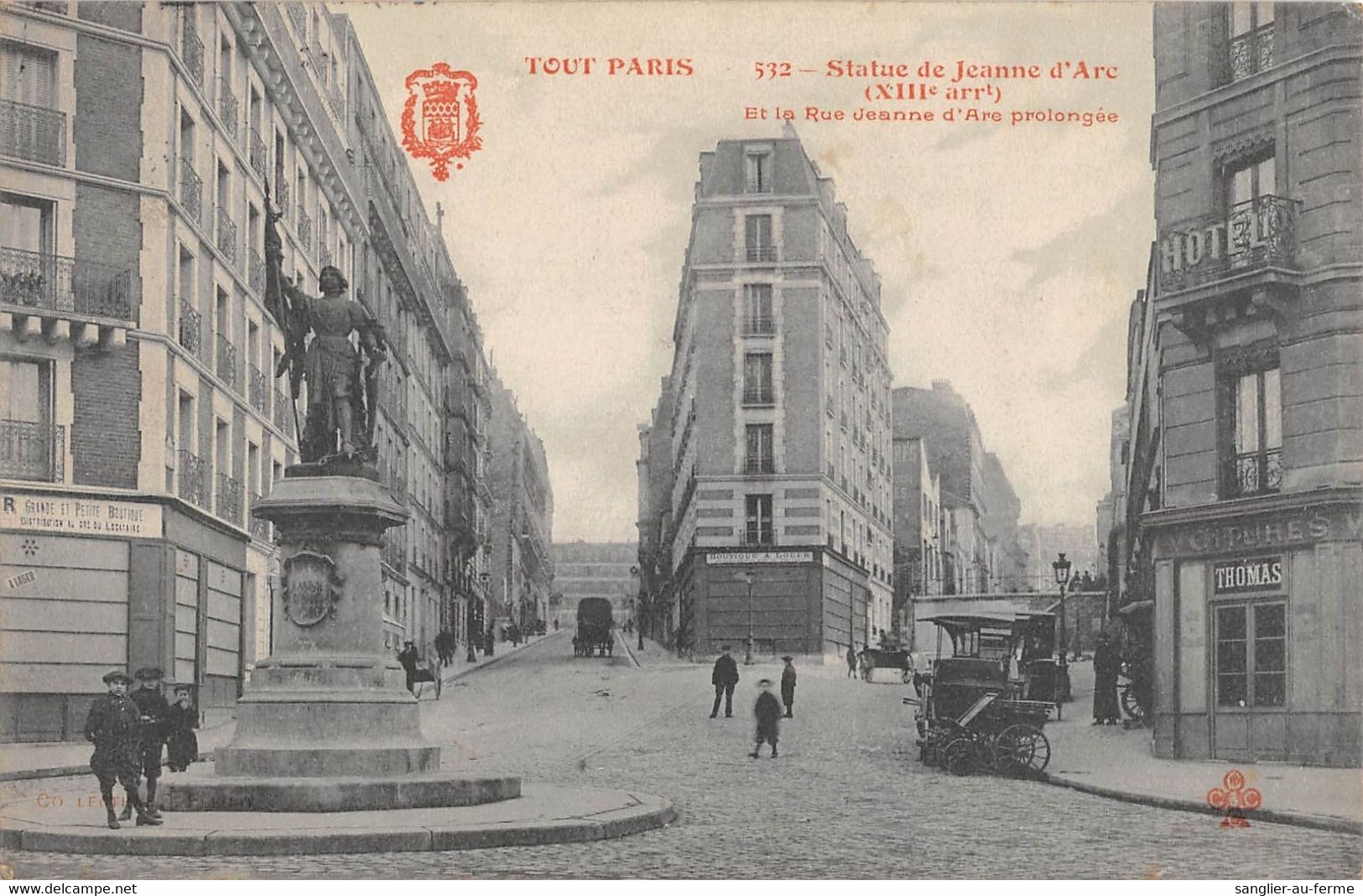 CPA 75 TOUT PARIS 13e STATUE DE JEANNE D'ARC ET LA RUE JEANNE D'ARC PROLONGEE - Arrondissement: 13