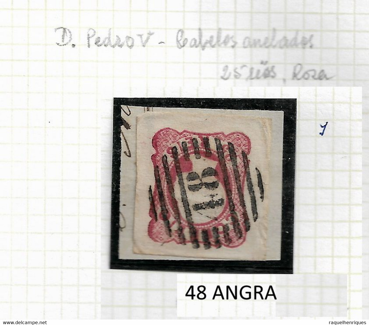 PORTUGAL STAMP - 1856/58 D. PEDRO V - 25 R AZORES 48 ANGRA USED (LPT1#5) - Oblitérés