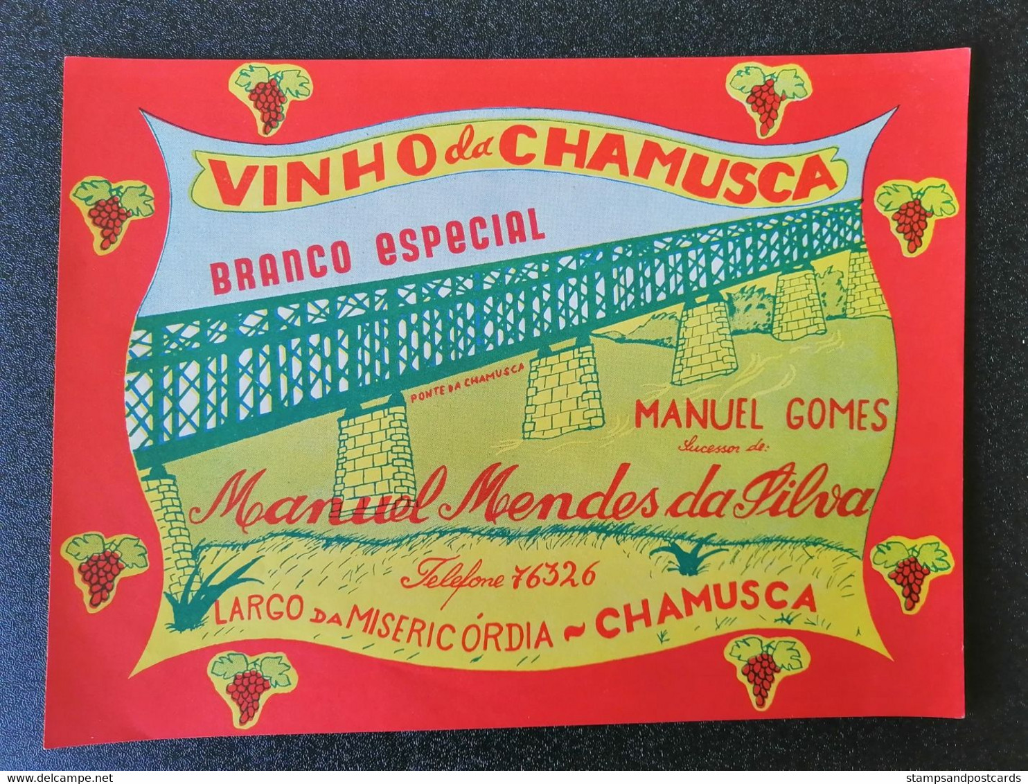 Portugal Etiquette Grand Format 5 Lt Vin Blanc Vinho Da Chamusca Pont White Wine Chamusca Brige Oversized Label - Ponti