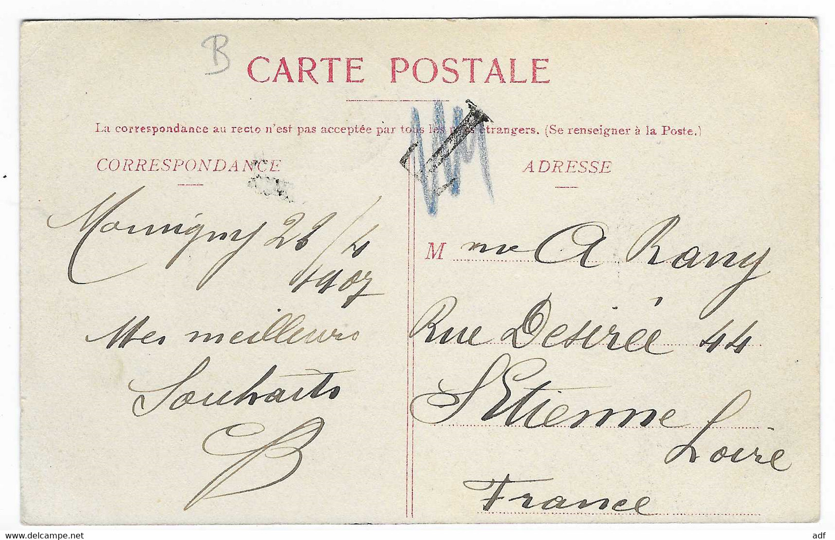 CPA COLORISEE MOMIGNIES, RUE DE LA STATION, DEBIT TABAC CAFE " AU COMMERCE ", MERCERIE, EDI. J. GERDAY - LEMYE, BELGIQUE - Momignies