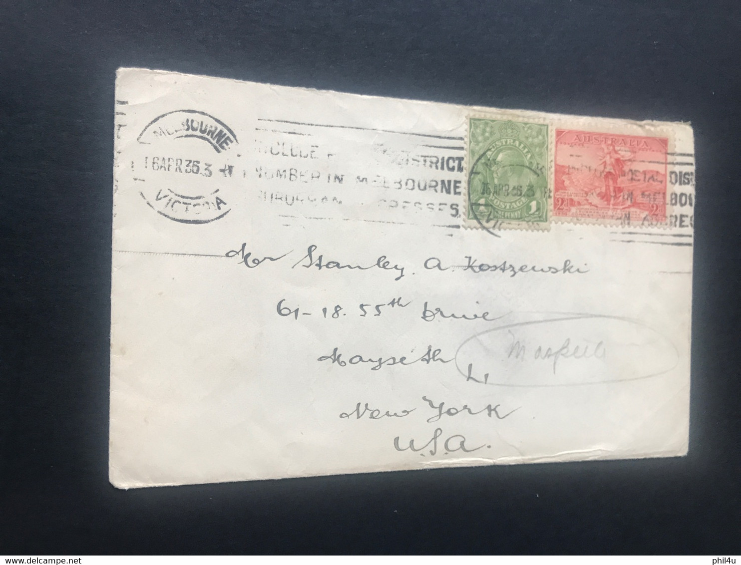 1935 Australia Stamps Used Cover To New York U.S.A. Cover Posted See Photos Always Welcome Your Offers - Cartas & Documentos