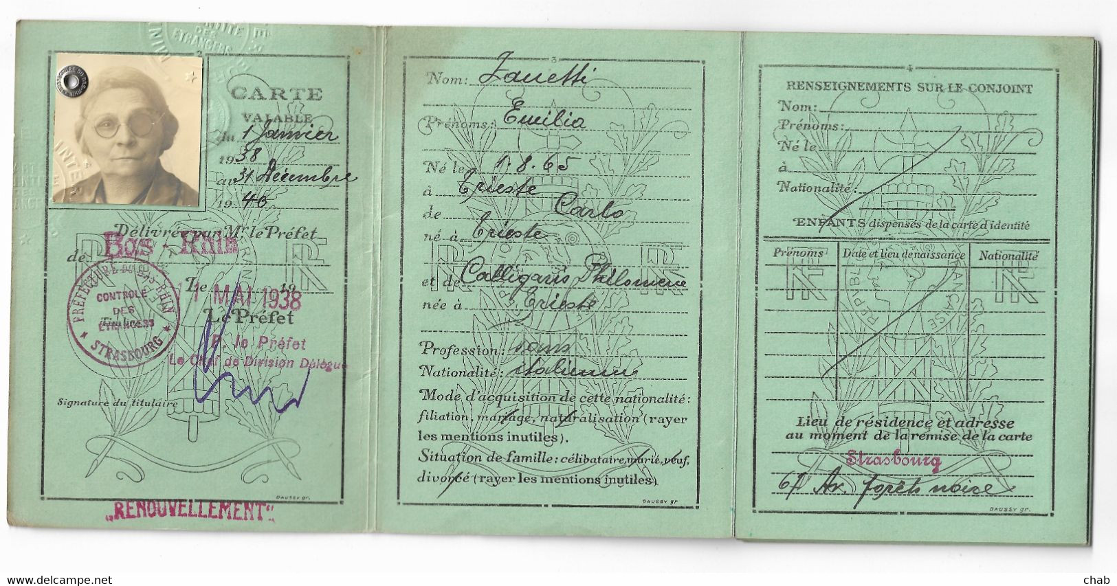 Carte D'identité Des Etrangers - Non Salarié - WW2 - Guerre 1939 1945 - MILITARIA - - Documenti Storici