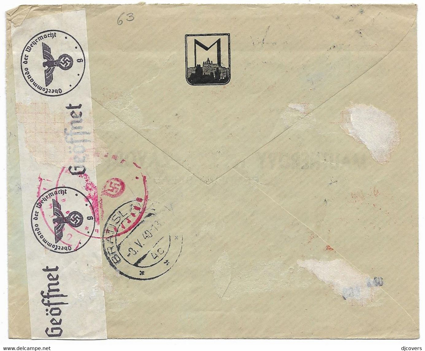 Slovakia 1940 Autoposta Brtislava To Prague Censored Cover M2.4 - Covers & Documents