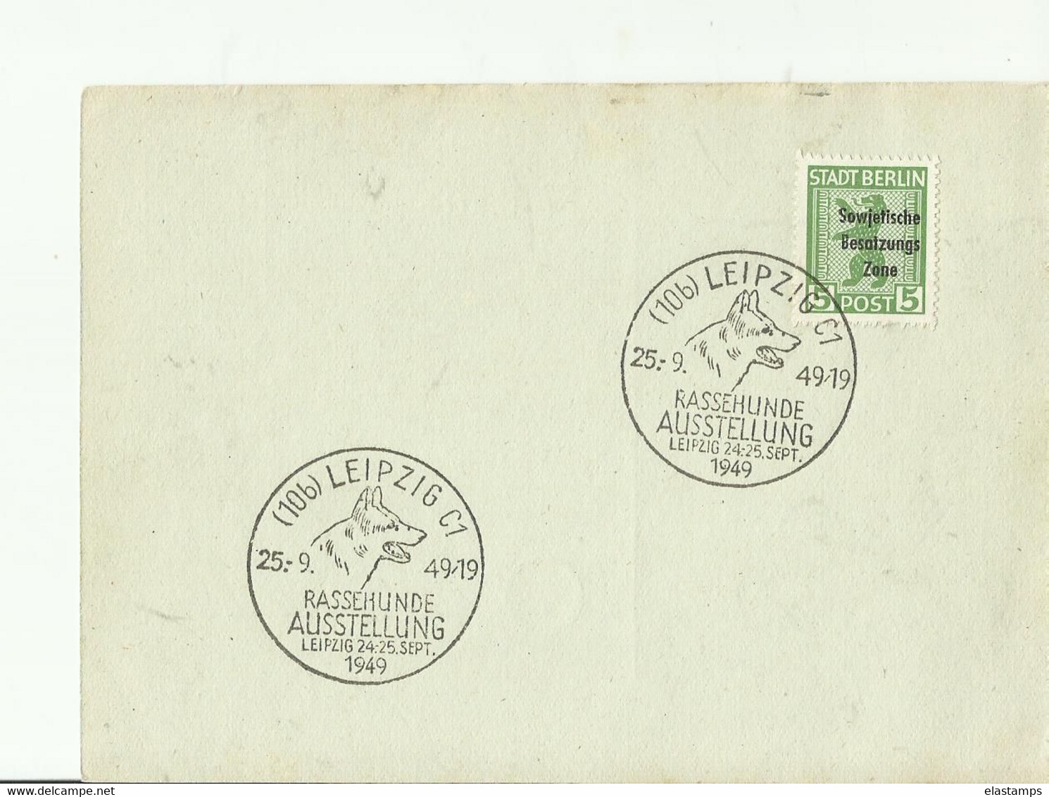 SBZ ZONE GS 1949 SST LEIPZIG AUSSTELLUNG RASSEHUNDE - Postal  Stationery