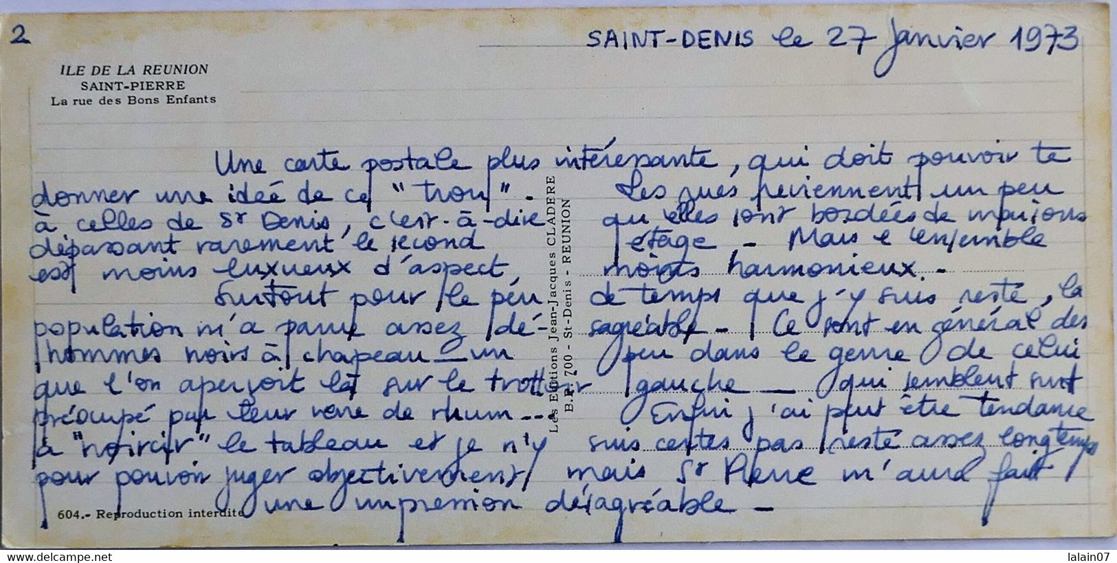 Carte Postale Panoramique : Ile De La Réunion : SAINT-PIERRE : La Rue Des Bons Enfants, Animé, En 1973 - Saint Pierre