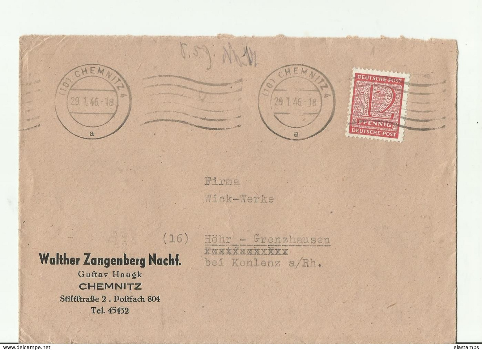 DP CV 1946 CHEMNITZ - Postal  Stationery