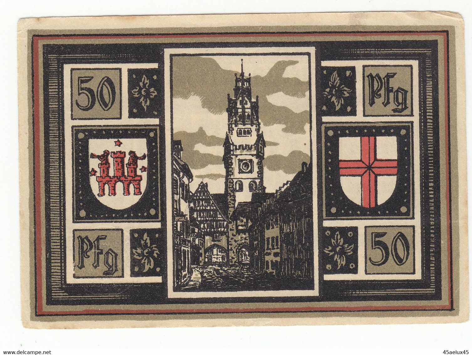 Notgeld 50 Pfg. Freiburg I.Br. 19212 Ansicht Schwabentor, Oberlinden , Wie Neu - Sammlungen