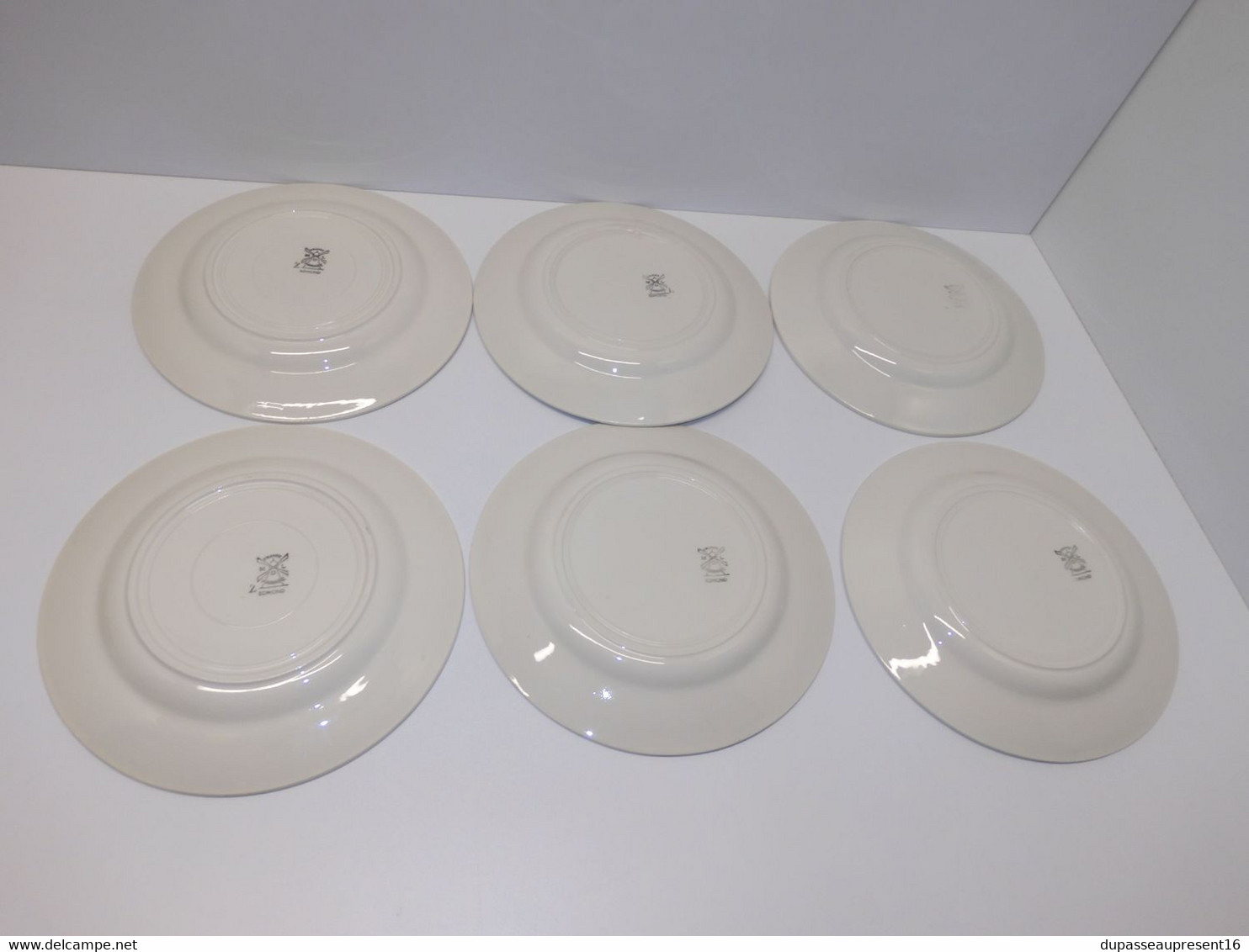 *6 ASSIETTES PLATES MOULIN DES LOUPS HAMAGE modèle EDMOND FLEURS BLEUES   E