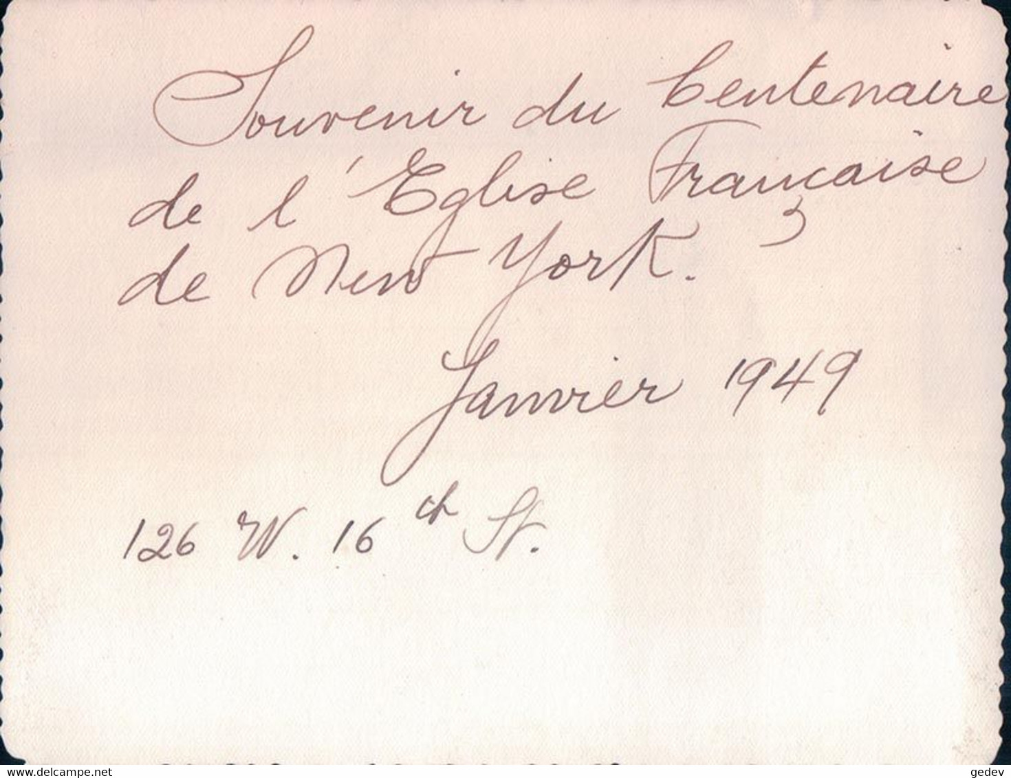 USA, New York, Souvenir Du Centenaire De L'Eglise Française De New York 1949 (12616) Photo 10.5x14 - Churches