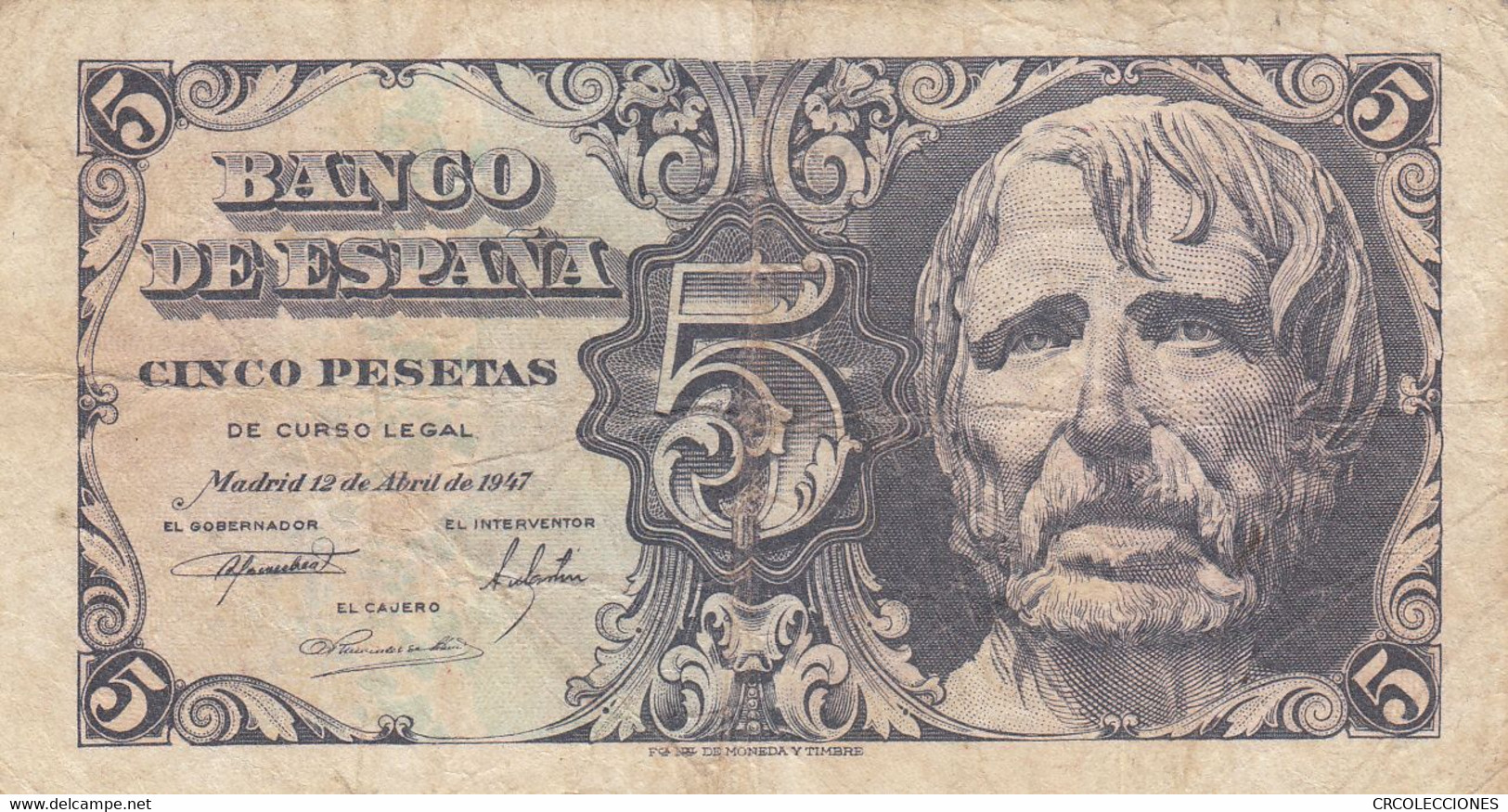 CRBS0406 BILLETE ESPAÑA 5 PESETA1947 SERIE B MBC- 18 - 5 Peseten