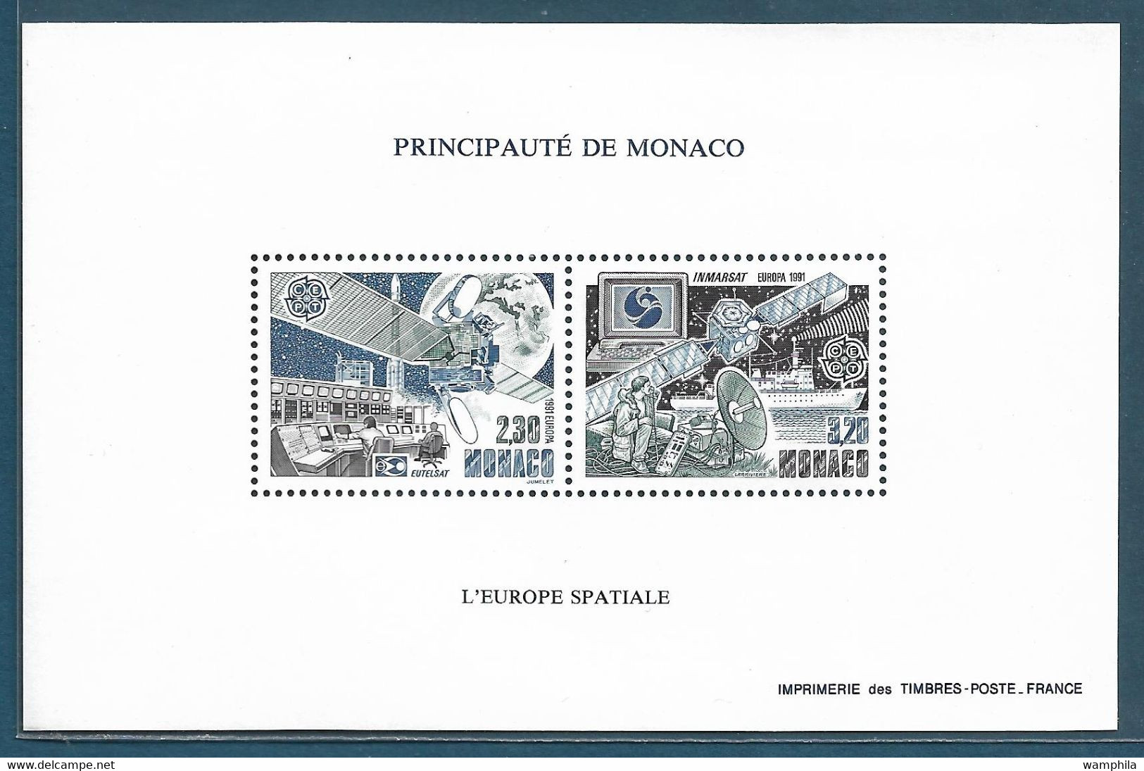 Monaco Bloc Spécial Gommé N°14**  Dentelé, Timbre N°1768/1769 Europa 1991, Espace. Cote 170€. - 1991
