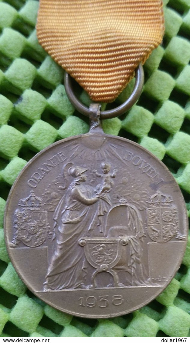 Medaille - Oranje Boven , Geboortemarsch - U.P.S 16 Km - 1938 - 3 Foto's  For Condition.(Originalscan !!) - Royaux/De Noblesse