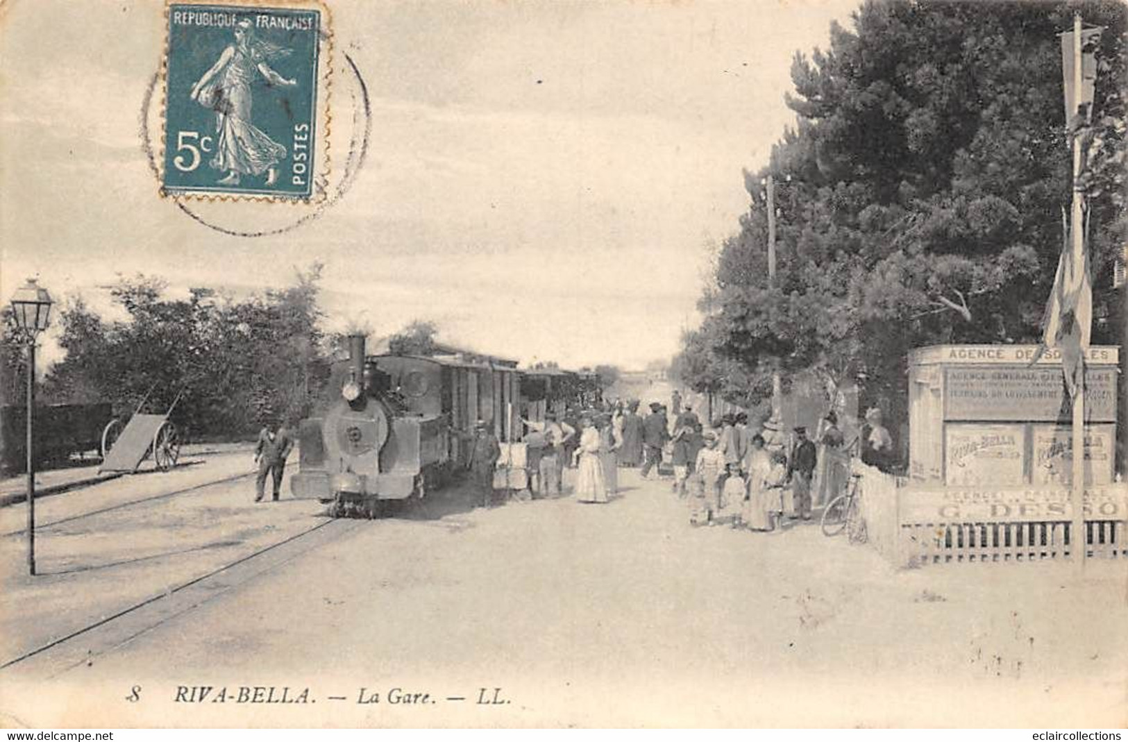 Ouistreham. Riva-Bella           14        La Gare.  Tramway   N° LL 8    (voir Scan) - Ouistreham