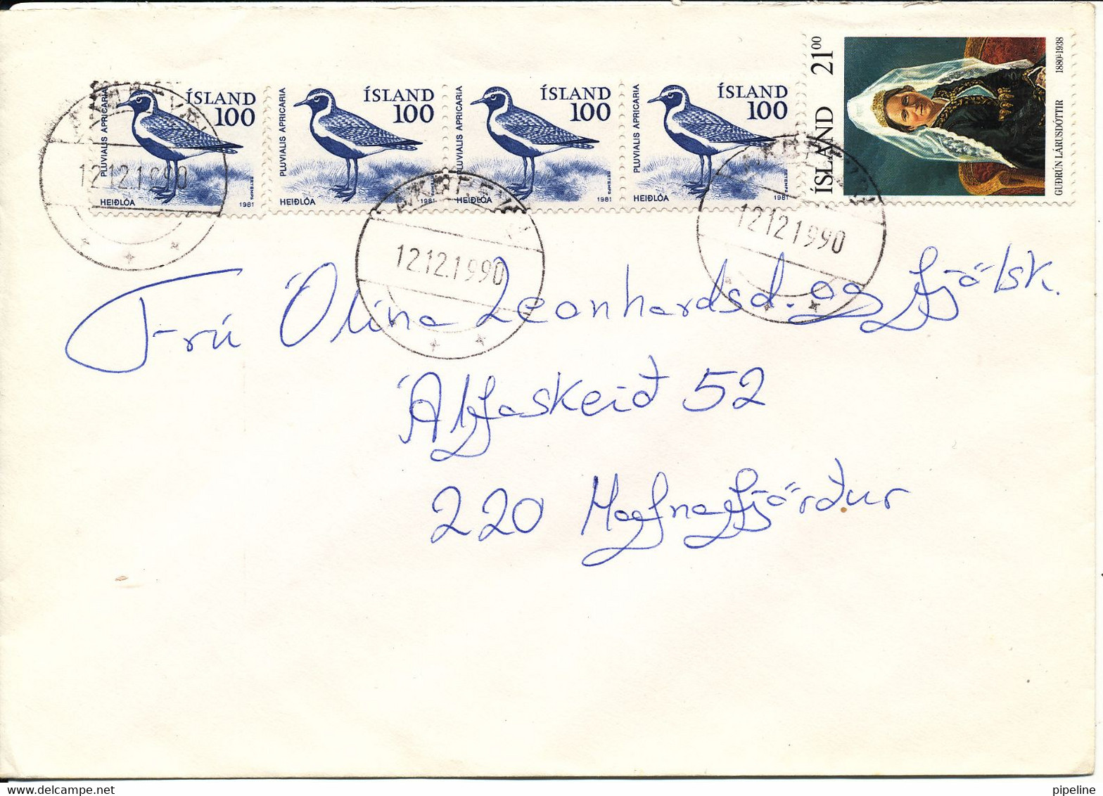 Iceland Cover With More Stamps 12-12-1990 - Cartas & Documentos