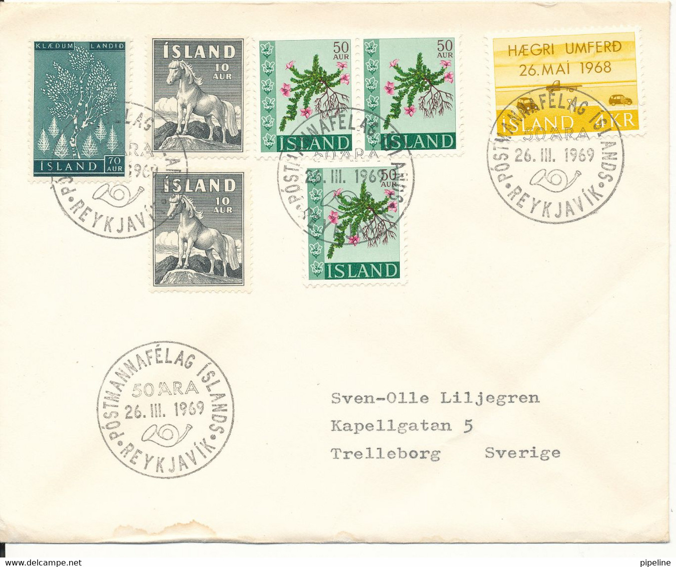 Iceland Cover Special Postmark Reykjavik 26-3-1969 With More Topic Stamps Sent To Sweden - Briefe U. Dokumente